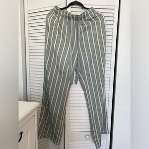 Drawstring pant green and white